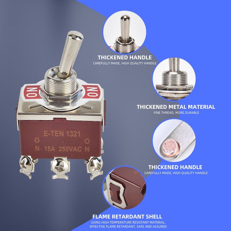 cnaodun مفتاح تبديل مقاوم للماء ON-ON 30A 12VDC/15A 250VAC 6 دبابيس 2 وضعية مفتاح DPDT بحماية ضد الطقس لسيارة أو قارب (عبوة من 4)  - Image 3